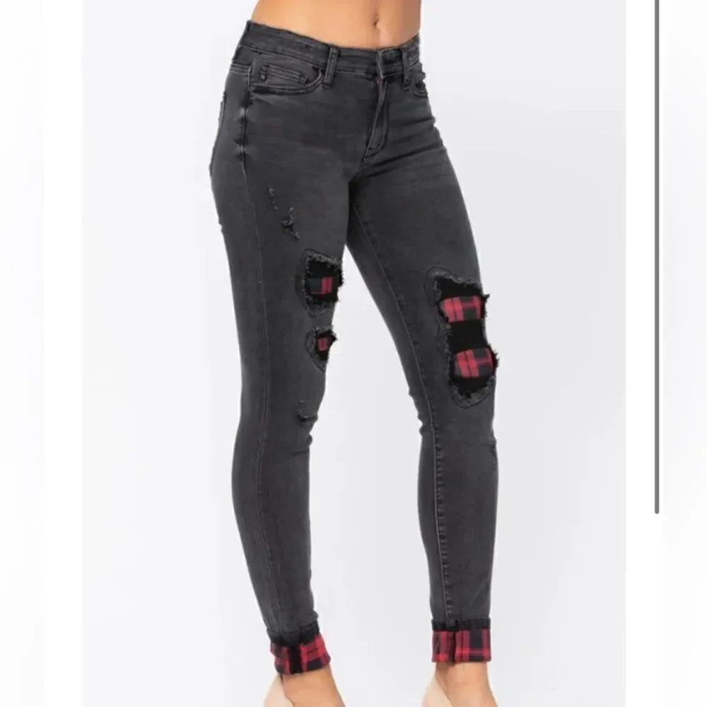 Judy Blue Black Buffalo Plaid Skinny Fit Jeans Women’s 5/27